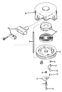 Rewind Starter Diagram and Parts List for 38250 1000001-1999999 - 1981 Toro Snow Blower