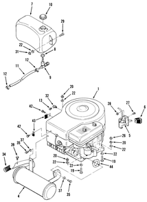 Engine, Fuel & Exhaust Assembly Diagram and Parts List for 32-12B5A2 1000001 - 1999999 Toro Lawn Tractor