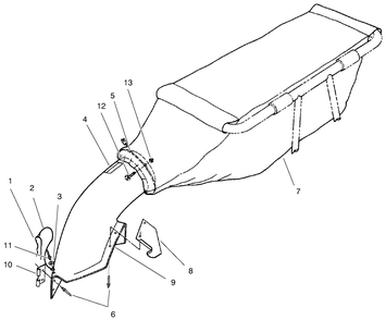 Chute And Bag Assembly Diagram and Parts List for 30124 990001 - 999999 Toro Lawn Tractor Accessories