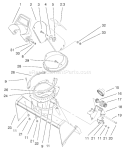 Chute Assembly Diagram and Parts List for 38441 200000001-200999999 - 2000 Toro Snow Blower