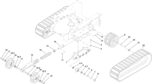 Track And Traction Assembly Diagram and Parts List for 22322 407400000 - 407999999 Toro Lawn Tractor Accessories