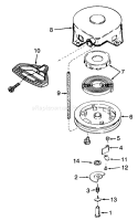 Rewind Starter Diagram and Parts List for 38510 2000001-2999999 - 1992 Toro Snow Blower