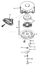 Rewind Starter Diagram and Parts List for 38510 9000001-9999999 - 1989 Toro Snow Blower