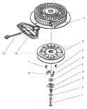 Recoil Starter Diagram and Parts List for 38543 220000001-220999999 - 2002 Toro Snow Blower