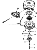 Rewind Starter Diagram and Parts List for 38573 9000001-9999999 - 1989 Toro Snow Blower