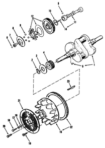Crankshaft, Camshaft, Flywheel Diagram and Parts List for 73421 5901047 - 5999999 Toro Lawn Tractor