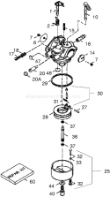 Carburetor Diagram and Parts List for 38641 250000001-250999999 - 2005 Toro Snow Blower