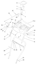 Lower Handle and Headlamp Diagram and Parts List for 38661 312000001-312999999 - 2012 Toro Snow Blower