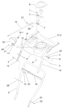Lower Handle and Headlamp Diagram and Parts List for 38663 312000001-312999999 - 2012 Toro Snow Blower