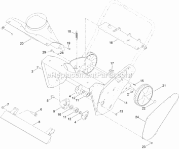 Main_Frame_Chute_And_Wheel_Assembly Diagram and Parts List for 38741 315000001 - 315999999 Toro Snow Blower