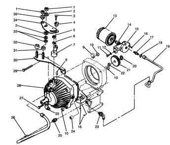 Hydrostatic Transmission Diagram and Parts List for 73520 4900001 - 4999999 Toro Lawn Tractor