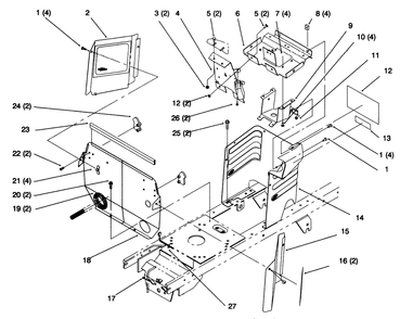 Hoodstand And Firewall Diagram and Parts List for 72064 6900001 - 6999999 Toro Lawn Tractor