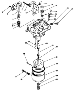 Carburetor Assembly Diagram and Parts List for 30106 0000001 - 0999999 Toro Lawn Tractor Accessories