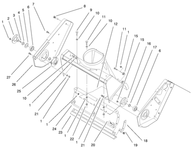 Auger Housing Assembly Diagram and Parts List for 38432 9900001 - 9999999 Toro Snow Blower