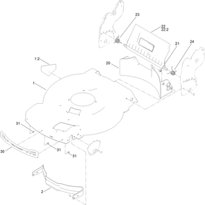 Housing Assembly Diagram and Parts List for 21770 400000000 - 411913203 Toro Lawn Mower
