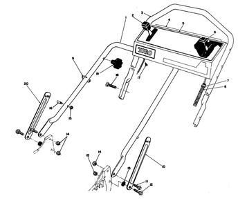 Handle Assembly Diagram and Parts List for 20107 2000001 - 2999999 Toro Lawn Mower