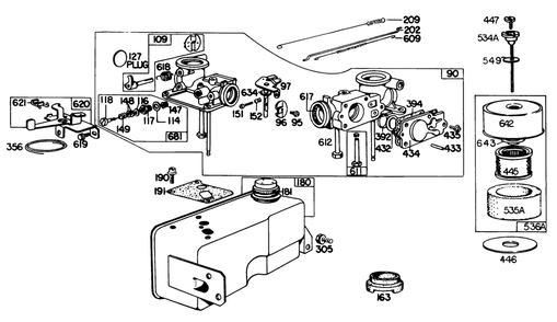 Engine Briggs & Stratton Model 130902-0543-01 Diagram and Parts List for 23158 9000001 - 9999999 Toro Lawn Mower