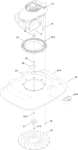 Engine And Impeller Assembly Diagram and Parts List for 2612 315000001 - 315999999 Toro Lawn Tractor Accessories