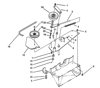 Belt & Pulley Assembly Diagram and Parts List for 07-42VY01 2000001 - 2999999 Toro Lawn Tractor Accessories