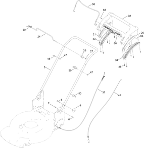 Handle Assembly Diagram and Parts List for 21464 410018042 - 411659999 Toro Lawn Mower