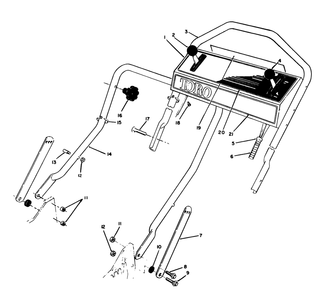 Handle Assembly Diagram and Parts List for 20622C 8000001 - 8999999 Toro Lawn Mower