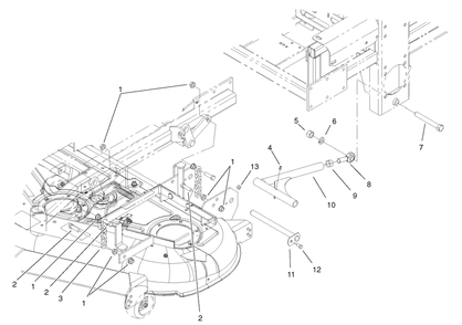 Deck Connection Assembly Diagram and Parts List for 74213 (230000001-230006000)(2003) Toro Lawn Mower