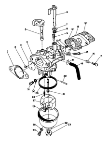 Carburetor Assembly Diagram and Parts List for 20627C 6000001 - 6999999 Toro Lawn Mower