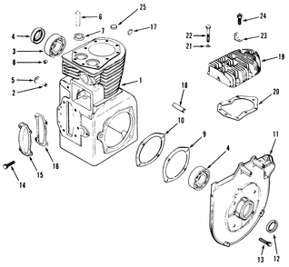 Kohler Crankcase And Cylinder Head Diagram and Parts List for 31-10K803 2000001 - 2999999 Toro Lawn Tractor