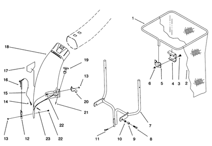 Chute, Bag And Frame Assembly Diagram and Parts List for 79202 8900001 - 8999999 Toro Lawn Tractor