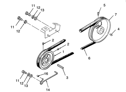Drive Belt And Pulleys Diagram and Parts List for 73380 3900001 - 3999999 Toro Lawn Tractor