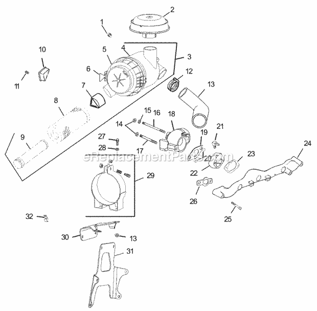 Air Intake/Filtration Assembly Kohler Cv20s P Diagram and Parts List for 74177 230000001-230007000 Toro Lawn Mower