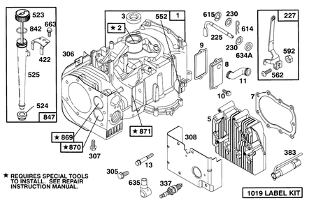 Engine Briggs & Stratton Model 283707-0156-01 Diagram and Parts List for 71182 5910001 - 5999999 Toro Lawn Tractor