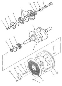 Crankshaft, Camshaft & Flywheel Assembly Diagram and Parts List for 74120 490001 - 499999 Toro Lawn Tractor