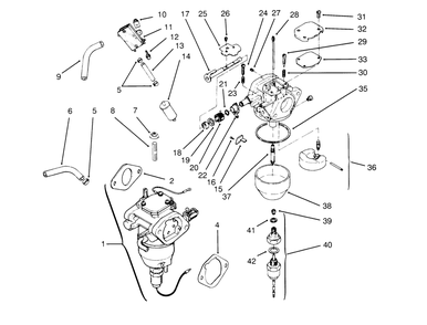 Fuel System (Kohler Engine Cv16s-Ps61514) Diagram and Parts List for 72042 5900001 - 5900796 Toro Lawn Tractor
