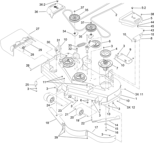 Deck Decal Assembly 2 Diagram and Parts List for 74923TE (313000001-313999999)(2013) Toro Lawn Mower
