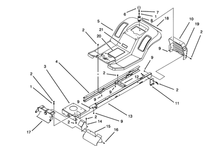 Frame Assembly Diagram and Parts List for 71191 4900001 - 4999999 Toro Lawn Tractor