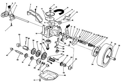 Gear Case Assembly Diagram and Parts List for 26621B 1000001 - 1999999 Toro Lawn Mower