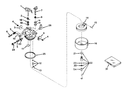Carburetor No. 631449 Diagram and Parts List for 56125 6000001 - 6999999 Toro Lawn Tractor