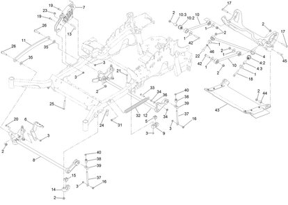 Deck Lift Assembly Diagram and Parts List for 74942TE (316000001-316999999)(2016) Toro Lawn Tractor