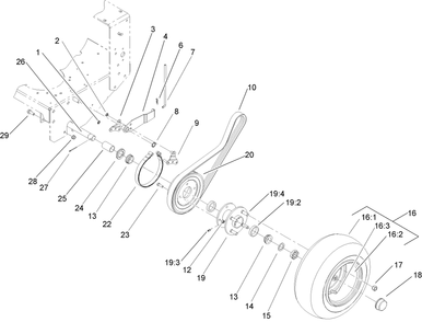 Part Location Diagram of 106-5544 Toro PULLEY-WHEEL