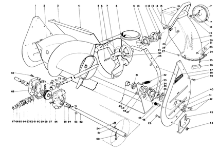 Auger Assembly Diagram and Parts List for 38150 5000001 - 5999999 Toro Snow Blower
