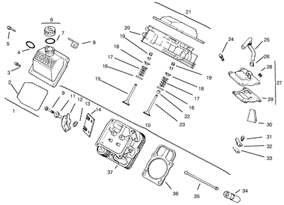 Cylinder Head, Valve & Breather Diagram and Parts List for 30611 990001 - 999999 Toro Lawn Tractor