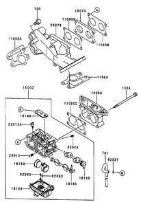 Carburetor Diagram and Parts List for 74214 (210000001-210999999)(2001) Toro Lawn Mower