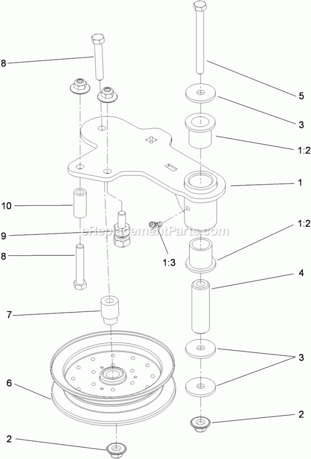 Idler Assembly Diagram and Parts List for 74954 312000001-312999999 Toro Lawn Mower