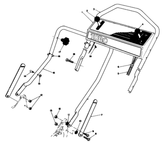 Handle Assembly Diagram and Parts List for 20620 7000001 - 7999999 Toro Lawn Mower