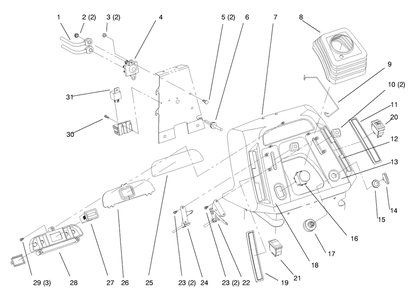 Dash Diagram and Parts List for 72102 8900001 - 8900399 Toro Lawn Tractor