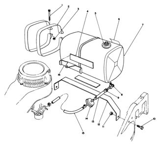 Gas Tank Assembly Diagram and Parts List for 22025C 7000001 - 7999999 Toro Lawn Mower