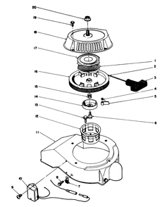 Recoil Starter Assembly Diagram and Parts List for 38185C 8000001 - 8999999 Toro Snow Blower