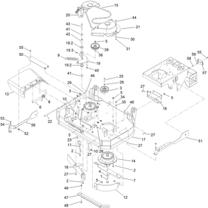 Deck Assembly Diagram and Parts List for 74534TE 413000000 - 417999999 Toro Lawn Tractor