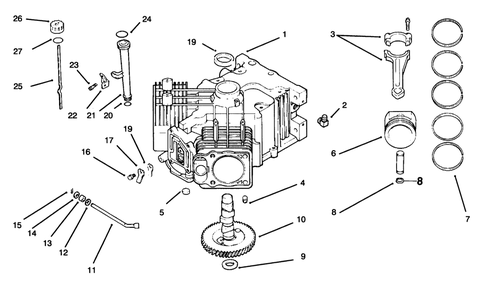 Crankcase Kohler Engine Cv18s - Ps 61521 Diagram and Parts List for 30181 59000001 - 59999999 Toro Lawn Tractor Accessories